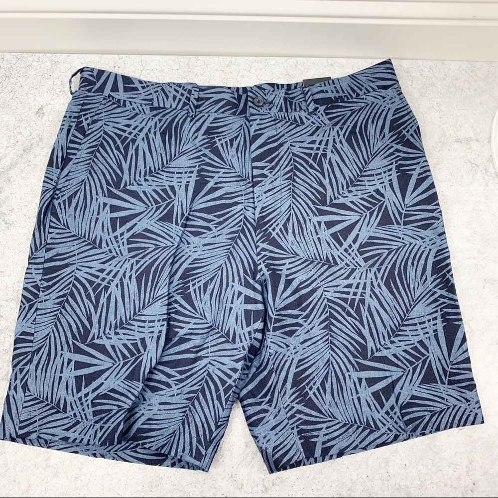 Penguin Mens Blue Linen Tropical Shorts